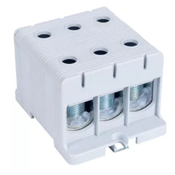 Clema de derivatie FLEAL-50/3, fixare pe sina, gri, 6-50mm², 160A, max. 1000VAC/1500VDC