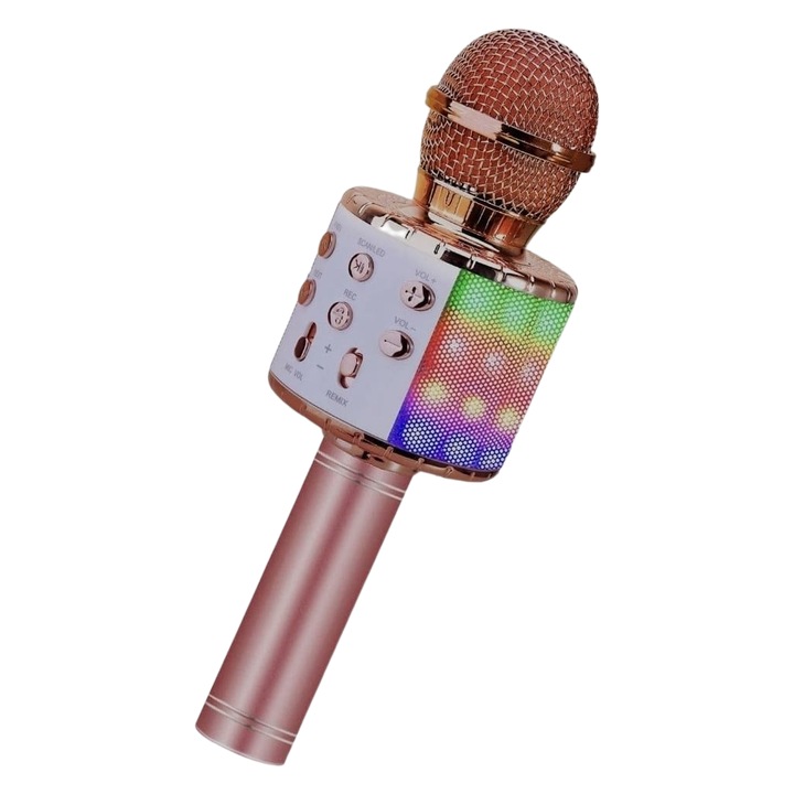 Microfon Karaoke Cu Bluetooth Si Boxa Incorporata, Gold Roze