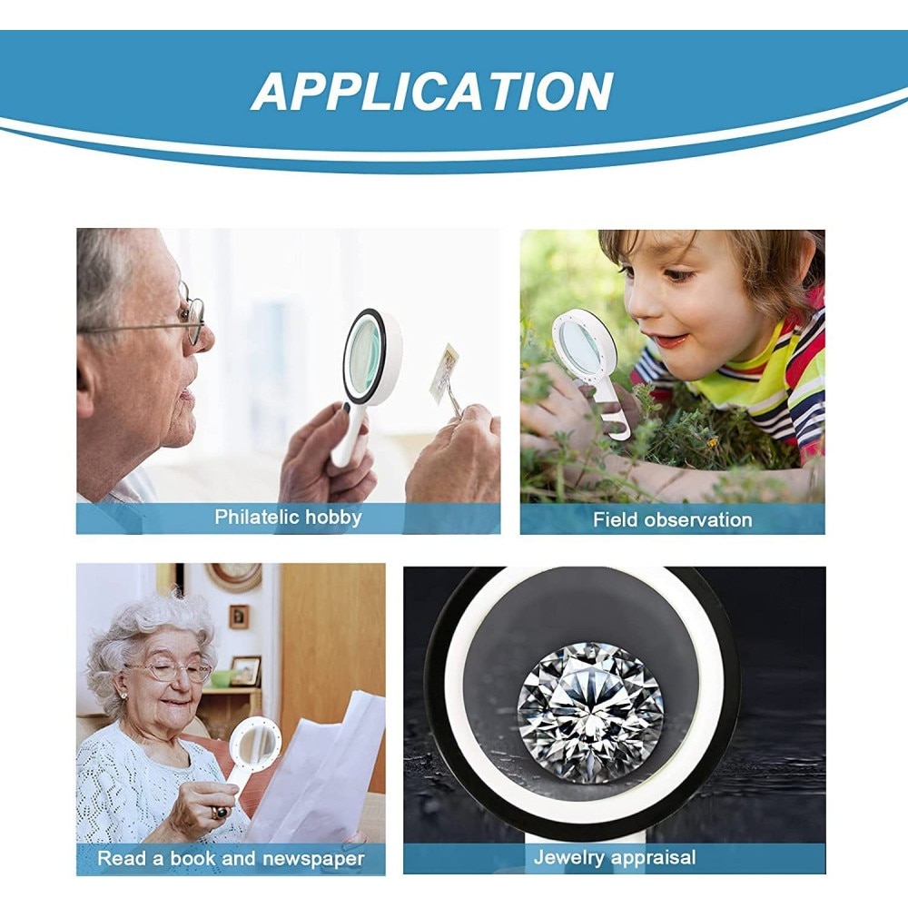 Лупа, 12 LED светлини, 30x увеличение, Черен/Бял - eMAG.bg