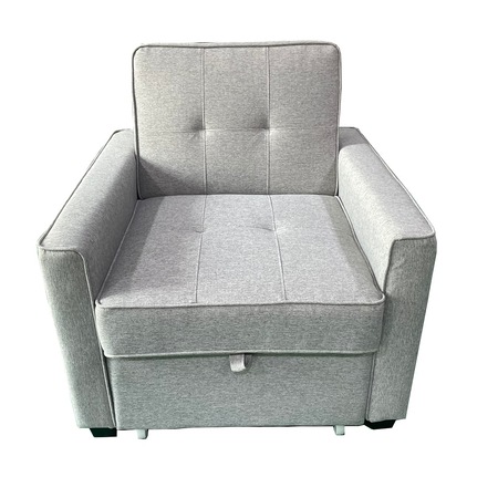 Fotoliu extensibil Smart Living Studio Casa Confort, Dimensiuni 81 x 84 x 85,5 cm, Material Textil-stofa, Cadru de lemn, Gri deschis