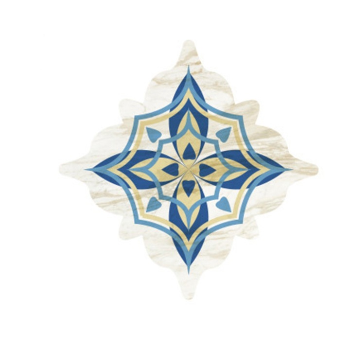 Stickere decorative pentru gresie si faianta Luxer, Set 15 buc, Albastru/Gri, 7.5x7.5 cm