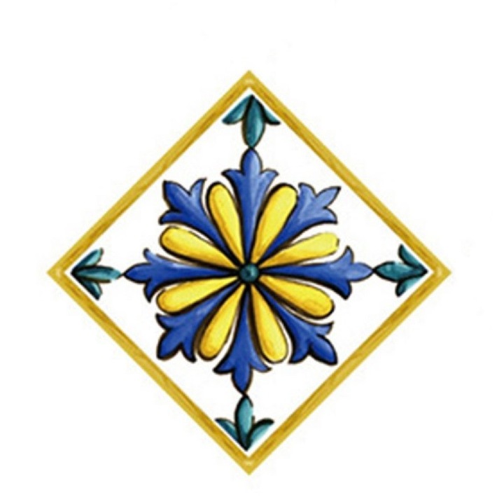 Stickere decorative pentru gresie si faianta Luxer, Set 21 buc, Albastru/Galben, 7.5x7.5 cm