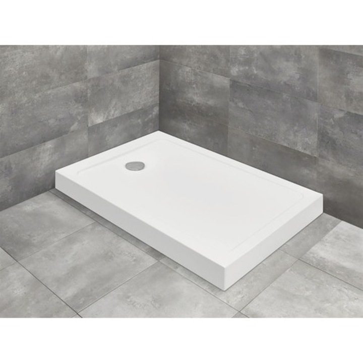 Cadita de Dus Dreptunghiulara Radaway Doros F Compact, 80x120x12 cm, Acril, SDRFP1280-05, Alb