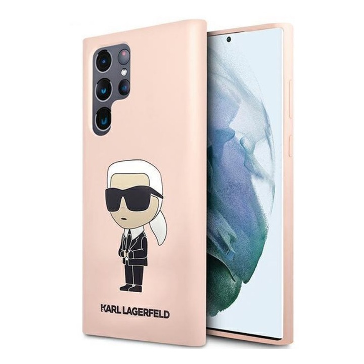 Karl Lagerfeld tok KLHCS23LSNIKBCP kompatibilis Samsung Galaxy S23 Ultra, Silicone Ikonik, Pink