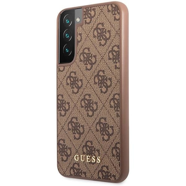 Husa Guess GUHCS23SG4GFBR compatibila cu Samsung Galaxy S23, 4G Metal Gold Logo, Maro