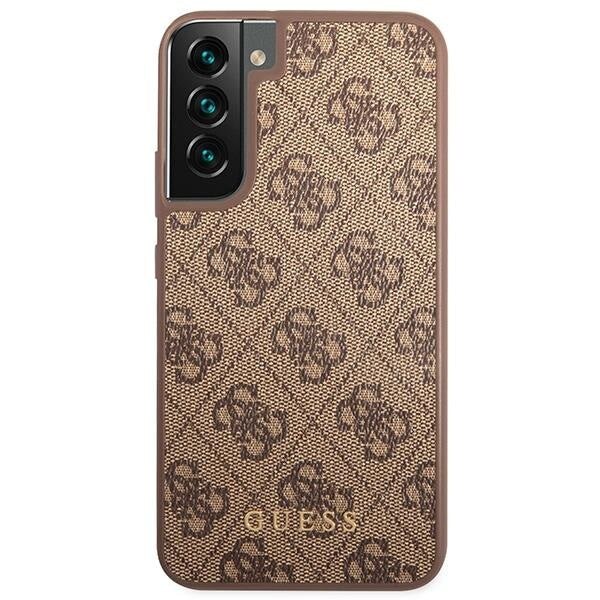 Husa Guess GUHCS23SG4GFBR compatibila cu Samsung Galaxy S23, 4G Metal Gold Logo, Maro