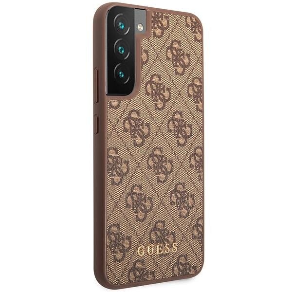 Husa Guess GUHCS23SG4GFBR compatibila cu Samsung Galaxy S23, 4G Metal Gold Logo, Maro