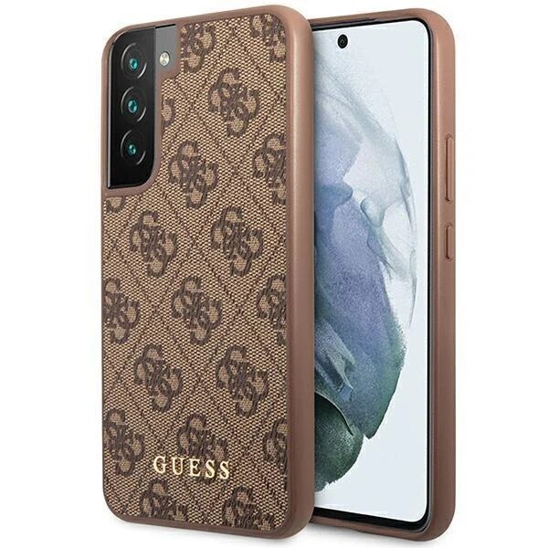 Husa Guess GUHCS23SG4GFBR compatibila cu Samsung Galaxy S23, 4G Metal Gold Logo, Maro