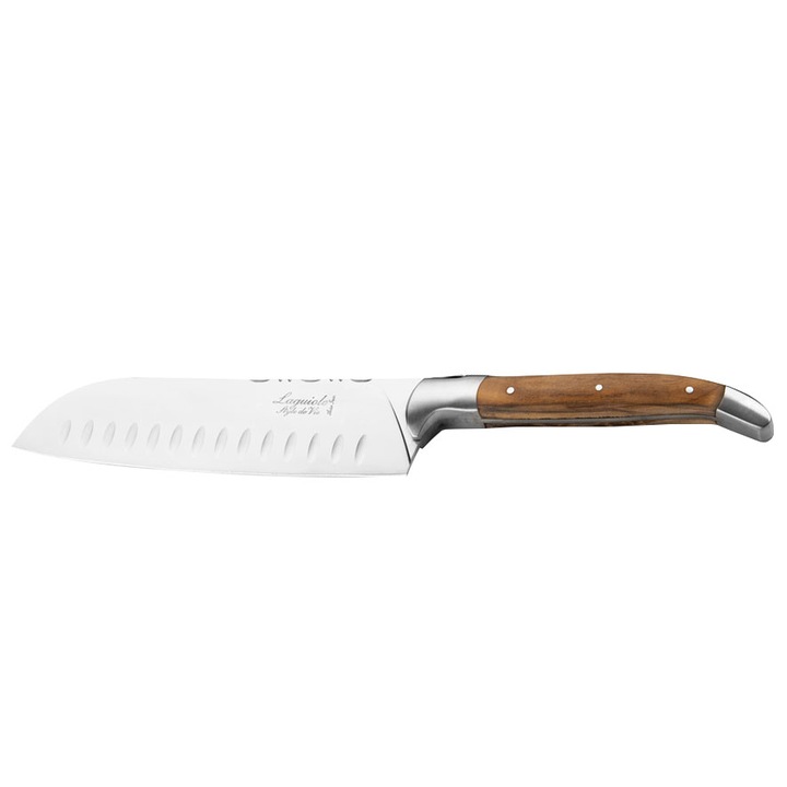 Cutit Santoku, Laguiole, Inox/Lemn, Maro/Argintiu
