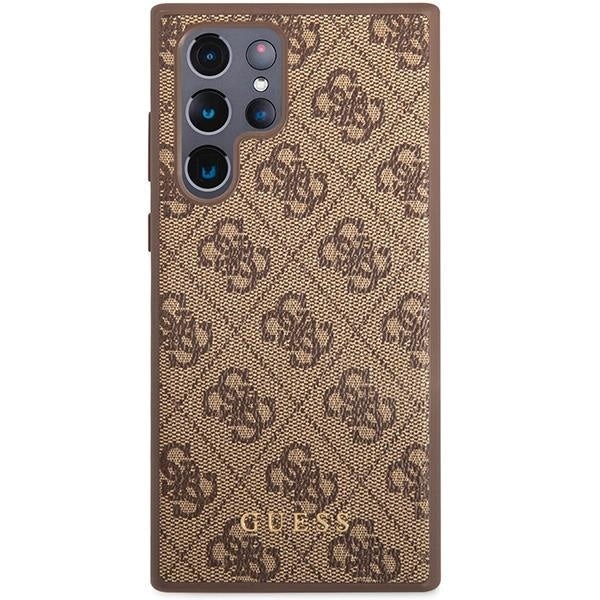 Husa Guess GUHCS23LG4GFBR compatibila cu Samsung Galaxy S23 Ultra, 4G Metal Gold Logo, Maro