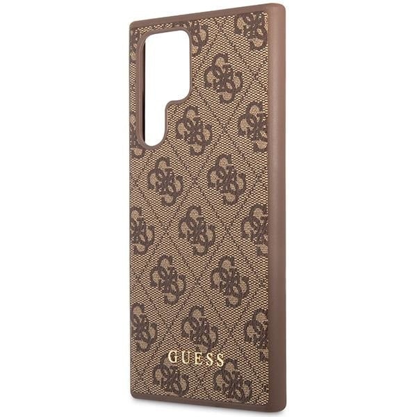 Husa Guess GUHCS23LG4GFBR compatibila cu Samsung Galaxy S23 Ultra, 4G Metal Gold Logo, Maro