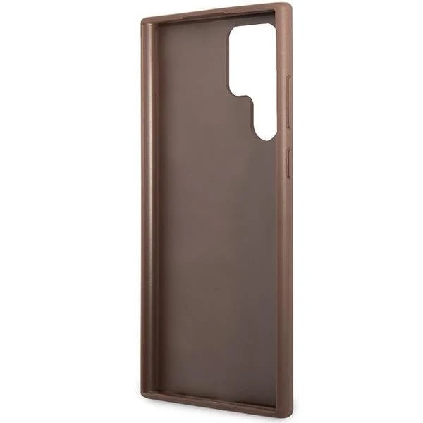 Husa Guess GUHCS23LG4GFBR compatibila cu Samsung Galaxy S23 Ultra, 4G Metal Gold Logo, Maro