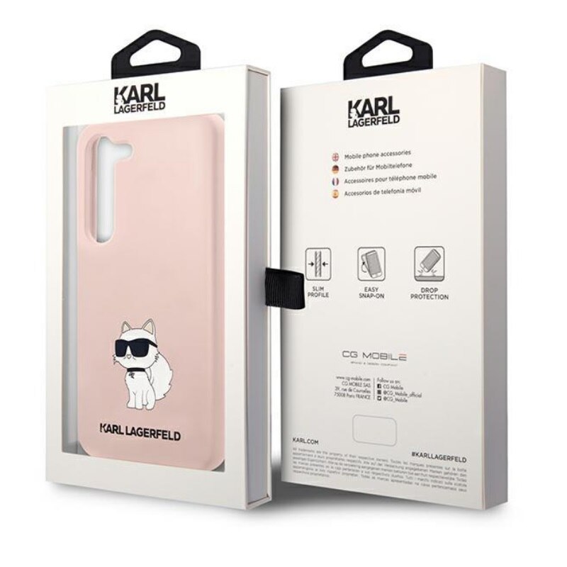 Husa Karl Lagerfeld KLHCS23MSNCHBCP compatibila cu Samsung Galaxy S23 Plus, Silicone Choupette, Roz