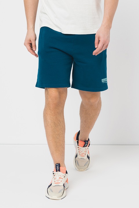 Superdry & Co, Pantaloni scurti din bumbac cu buzunare laterale Code Core, Albastru petrol