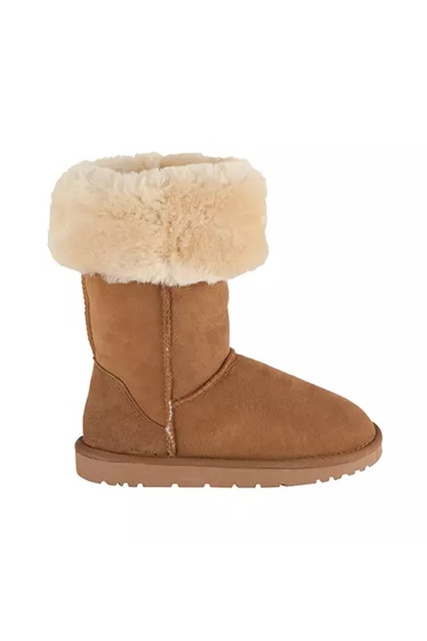 Cizme Zippy pentru femei Redfoot, piele de oaie australiană, cu fermoar, piele naturală, Maro deschis