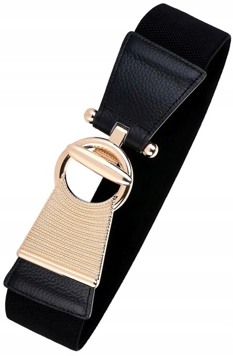 Női öv, Szintetikus/gumi, Fekete/arany