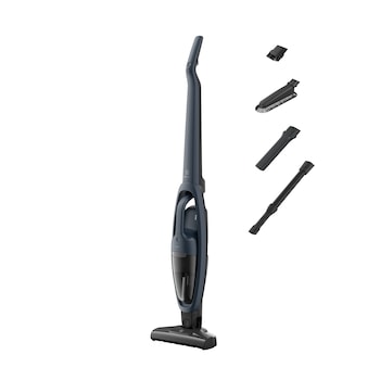 Aspirator vertical 2 in 1 Electrolux Seria 300 ES31C183DB, 18V, 2000 mAh Li-Ion, autonomie max 45 min, 2 viteze, perie turbo electrica, duza pentru mobila, tub flexibil pentru zone greu de aspirat, duza ingusta lunga, albastru denim