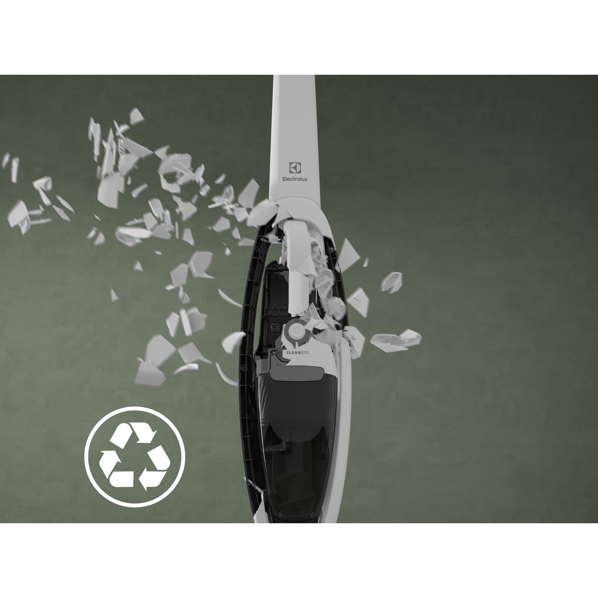 Aspirator vertical 2 in 1 Electrolux Seria 500 ES52CB18SH, 18 V, 2000 mAh, autonomie max 45 min, 2 trepte de putere, perie multisuprafete cu lumina LED, alb scoica