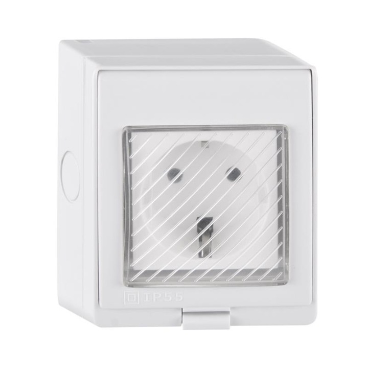 Wi-Fi повърхностен контакт, Goldlux, IP55, 16A, бял