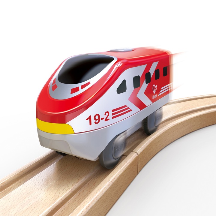 Intercity mozdony akkumulátorral, Hape, 12 x 4 x 5 cm, Piros