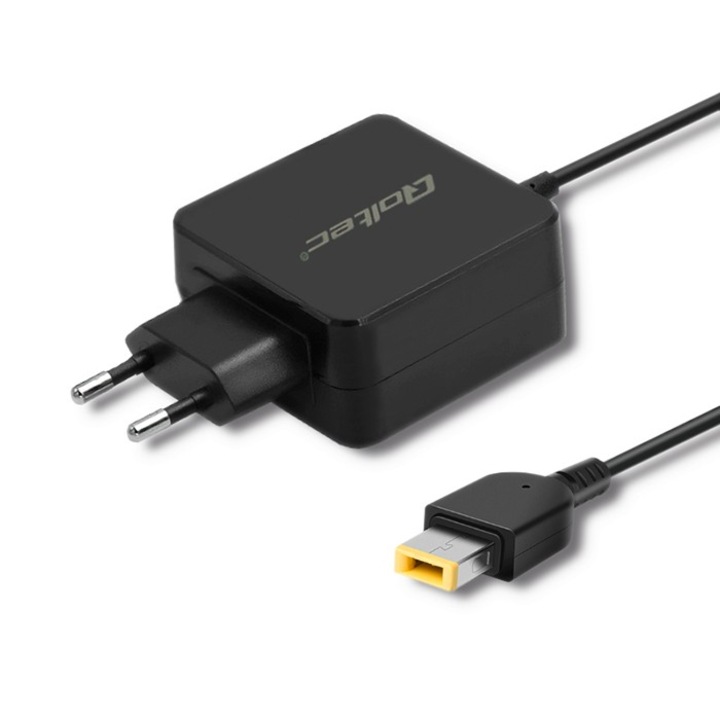 Alimentator Laptop Qoltec 51035 Compatibil Lenovo 45W 20V 2.25A Conector Slim Tip + Pin (USB Patrat) Incarcator Retea Adaptor Priza AC Protectie Supratensiune Suprasarcina Termica Negru Cablu 1.7m EAN 5901878510354