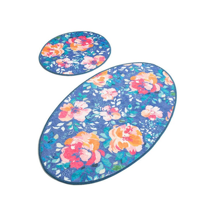 Комплект от 2 постелки за баня, Chilai Home, цветя