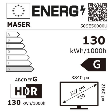 Телевизор MASER 50SE53000U, LED, Smart TV, Android 9, Dolby Audio, 4K HDR, 2 броя дистанционни устройства, Air mouse, 50 инча, Черен