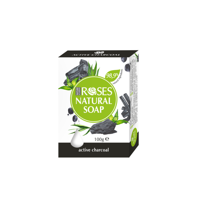 Натурален сапун Nature of Agiva Roses, Aктивен въглен, 100 г