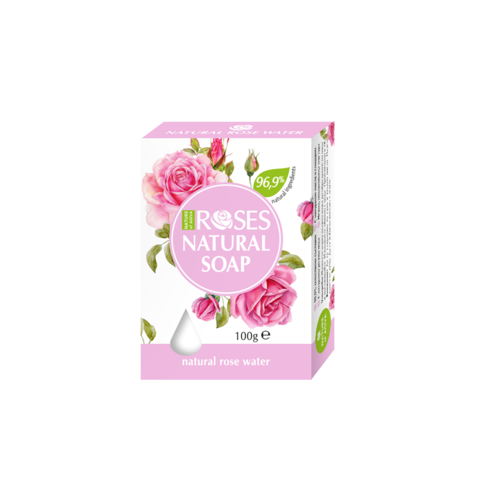 Натурален сапун Nature of Agiva Roses, С розова вода, 100 г