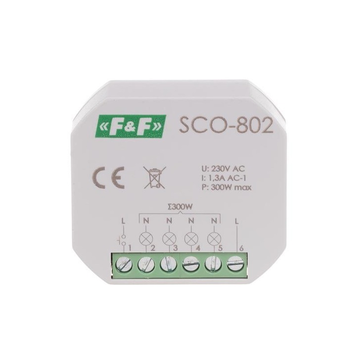 Dimmer de iluminat, F&F, SCO-802, LED Reglabil, 230V, AC-1, 3A, 150W
