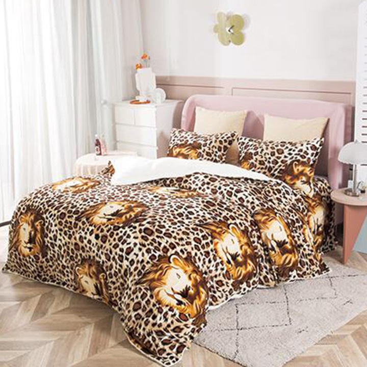 Lenjerie de pat cu blanita, Dormy, Lion, Cocolino, 4 piese