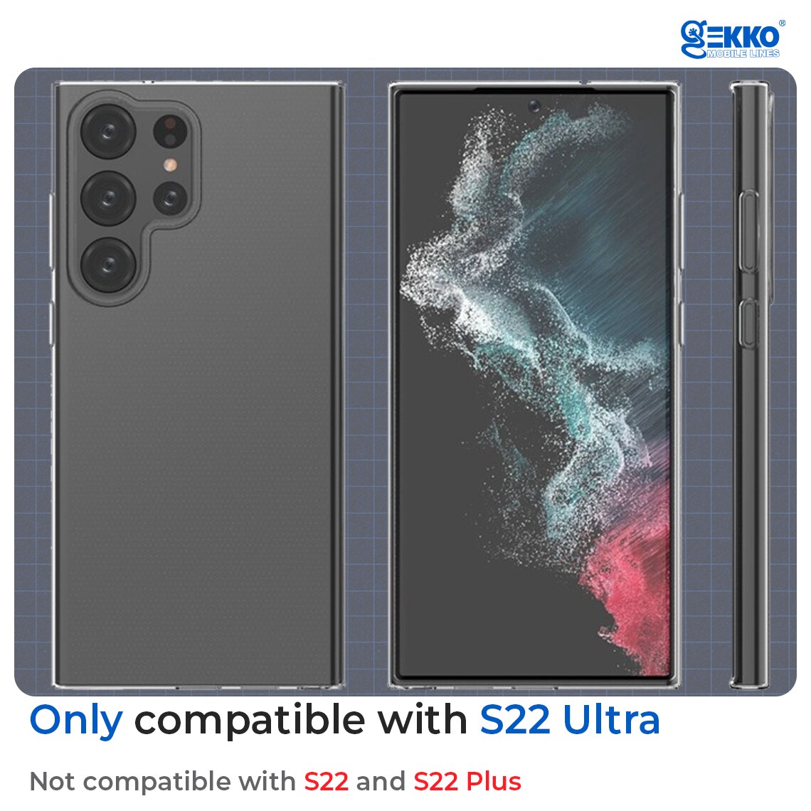 Husa pentru Samsung S22 Ultra, din silicon gel, Clear, Ultrasubtire 0.3mm, Gekko, Transparenta