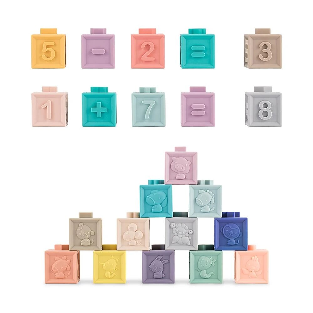 Set 12 Cuburi Educative Interactive din Silicon, 6 Fete Diferite ...