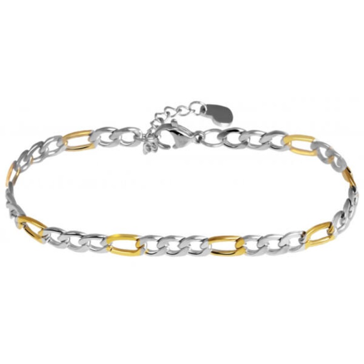 Akzent ezüst-arany színű acél karkötő, 18+3 cm