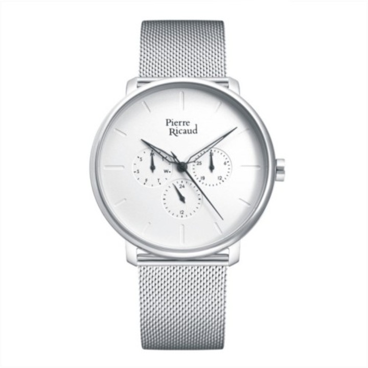 Ceas Pierre Ricaud P97169.5113QF, inox, argintiu, carcasa 41mm, Multifunction