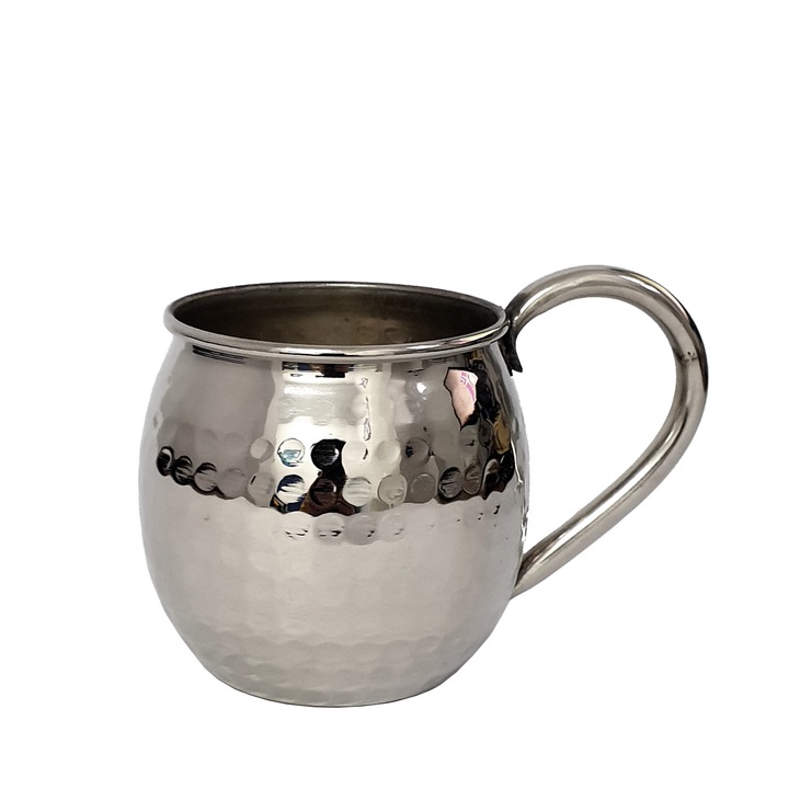 Cana din cupru alb gravata lucrata manual 360 ml