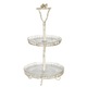 Platou 2 etajere fier alb antichizat 36x65 cm