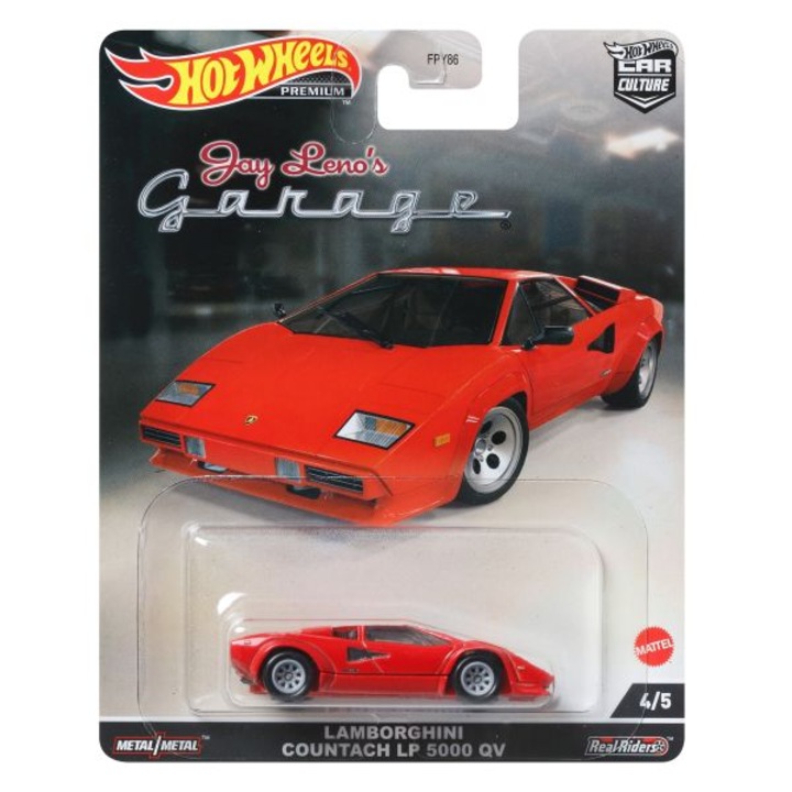 Masinuta Hot Wheels Premium, Jay Leno's Garage, Lamborghini Countach LP5000 QV, 1:64, Rosu