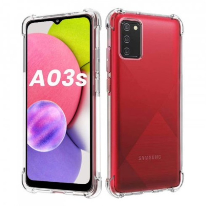Husa silicon transparenta antisoc cu colturi intarite compatibila cu Samsung Galaxy A03 S