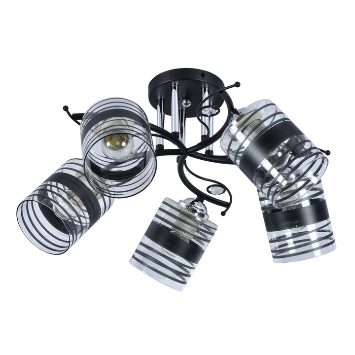 Csillár, Lampex, Aster 5 Fekete Designer nappali