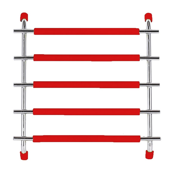 Suport pentru vase fierbinti, Frandis, 20x20x2.5 cm, metal/silicon rosu