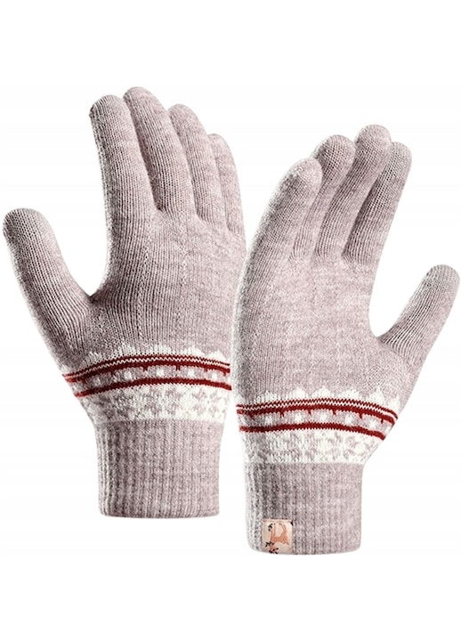 Дамски ръкавици със скандинавска шарка Edibazzar, Акрил, Сиви, Един размер