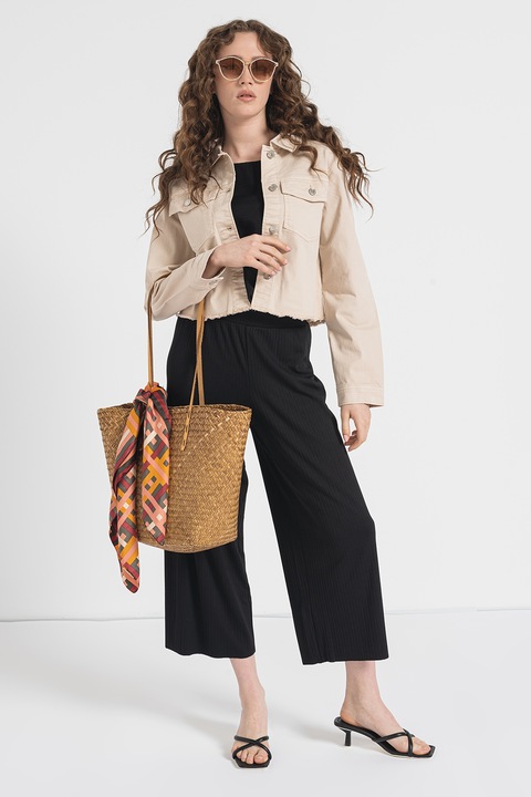 Tom Tailor, Jacheta din denim cu nasturi, Bej deschis, L