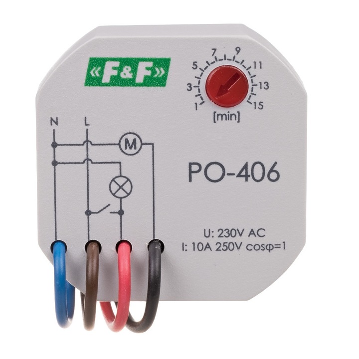 Releu cadere intarziata, F&F, Model PO-406, 230V AC, Multicolor