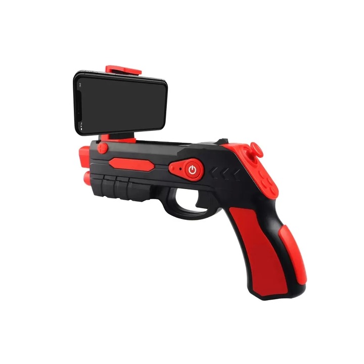 Pistol wireless Bluetooth, Omega, Pentru Android/iOS, Rosu/Negru