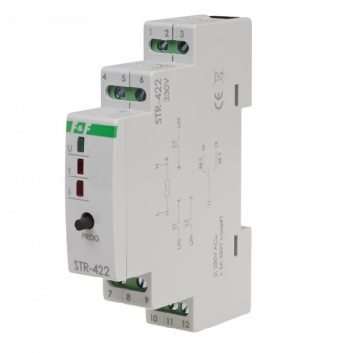 Vezérlő redőnyökhöz, F&F, Modell STR-422, 230V AC, Fehér