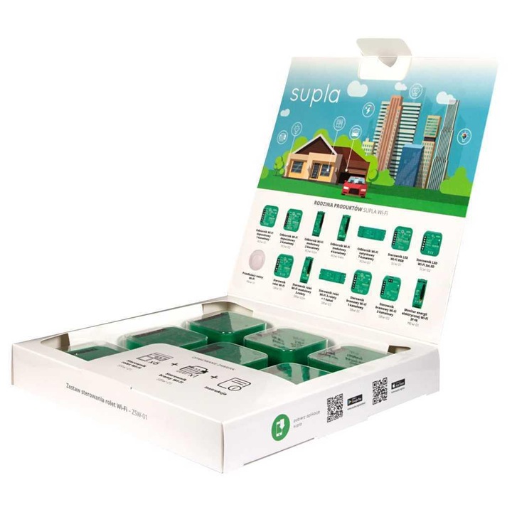 Set de control pentru rulouri, Zamel, Model ZSW-01, WiFI, 6 Bucati, Verde