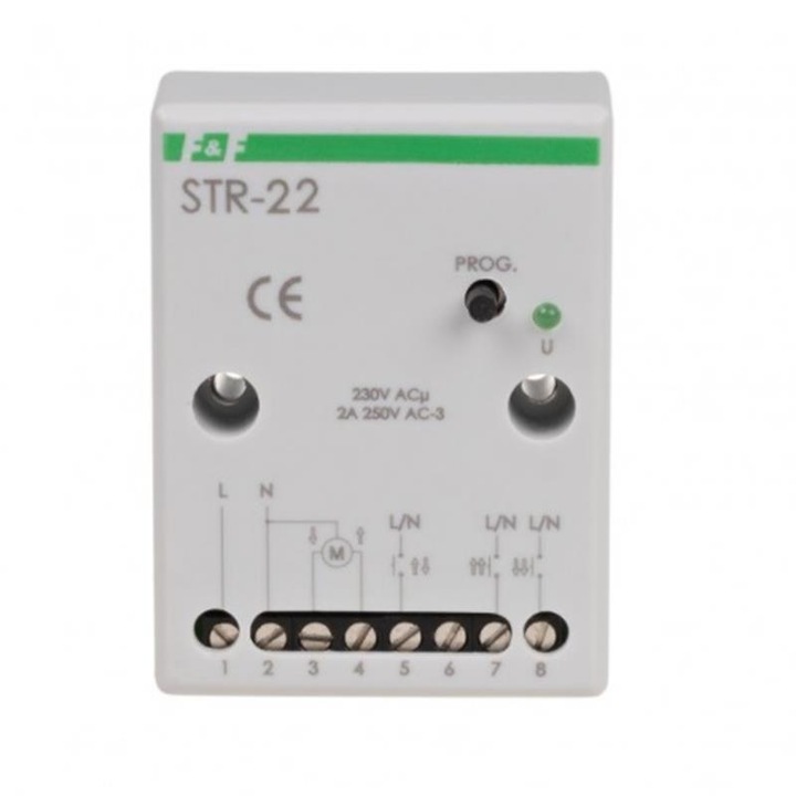 Vezérlő redőnyökhöz, F&F, STR-22, 230V AC, AC-3, 1W, Fehér