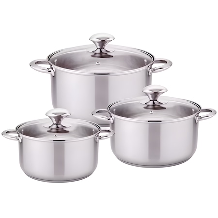 Set oale 6 piese Danny Home, 1.8L, 3.5L, 5,8L, inductie, cu capac sticla, Inox