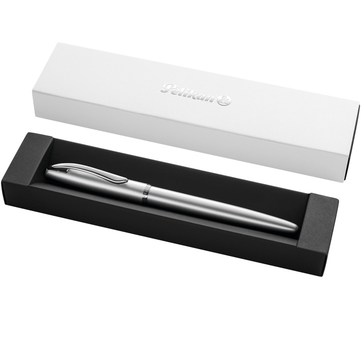 Химикалка Pelikan Jazz Noble, включена 1 мастилница, в подаръчна кутия, сребрист цвят